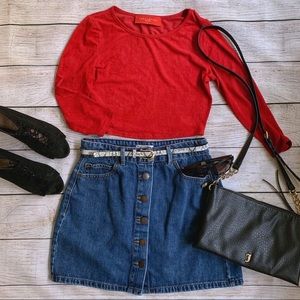 Akira Red Suede Crop Top